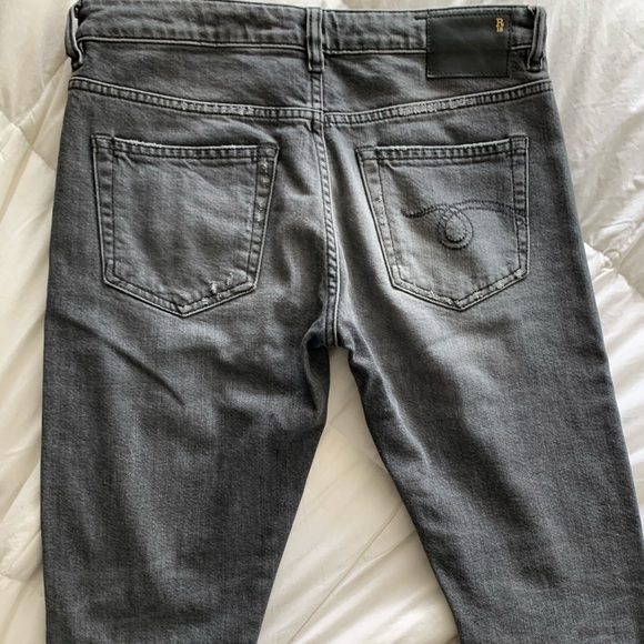 R13 distressed grey/black straight leg jeans - Picture 3 of 6